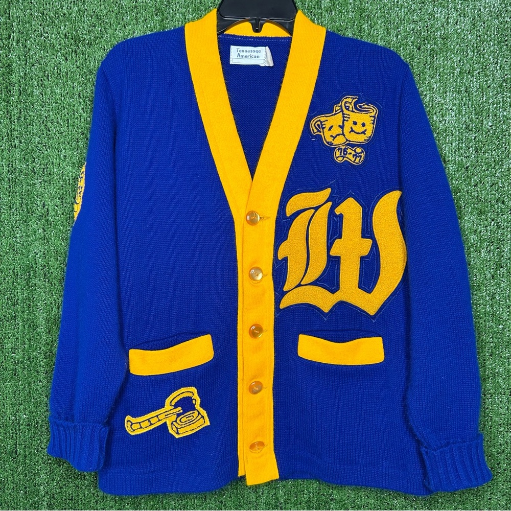 Vintage 70’s Letterman Varsity Cardigan Sweater Men’s Size 38 Small D6